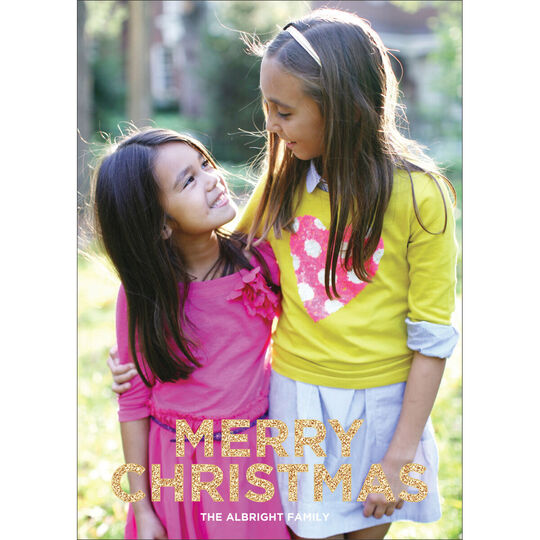 Vertical Sparkles Merry Christmas Flat Photo Cards